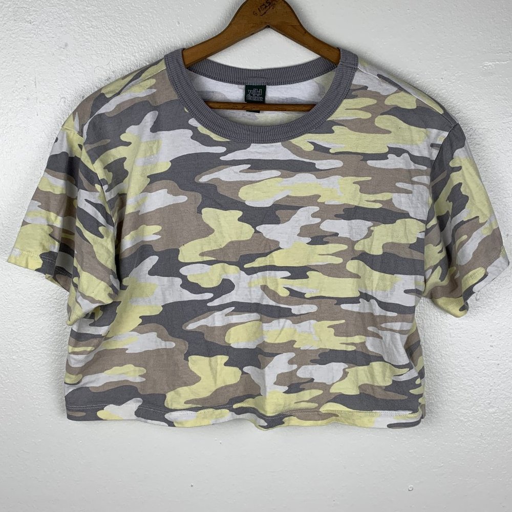 Wild Fable Yellow Camo Crop Tee